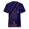thumbnail image 4 of Wycnly Womens Tops Dressy Casual Breathable Comfy Loose Fit Ladies Vintage Pullover Tshirts Summer Short Sleeve Round Neck Tops Floral Print Blouse Purple l, 4 of 5