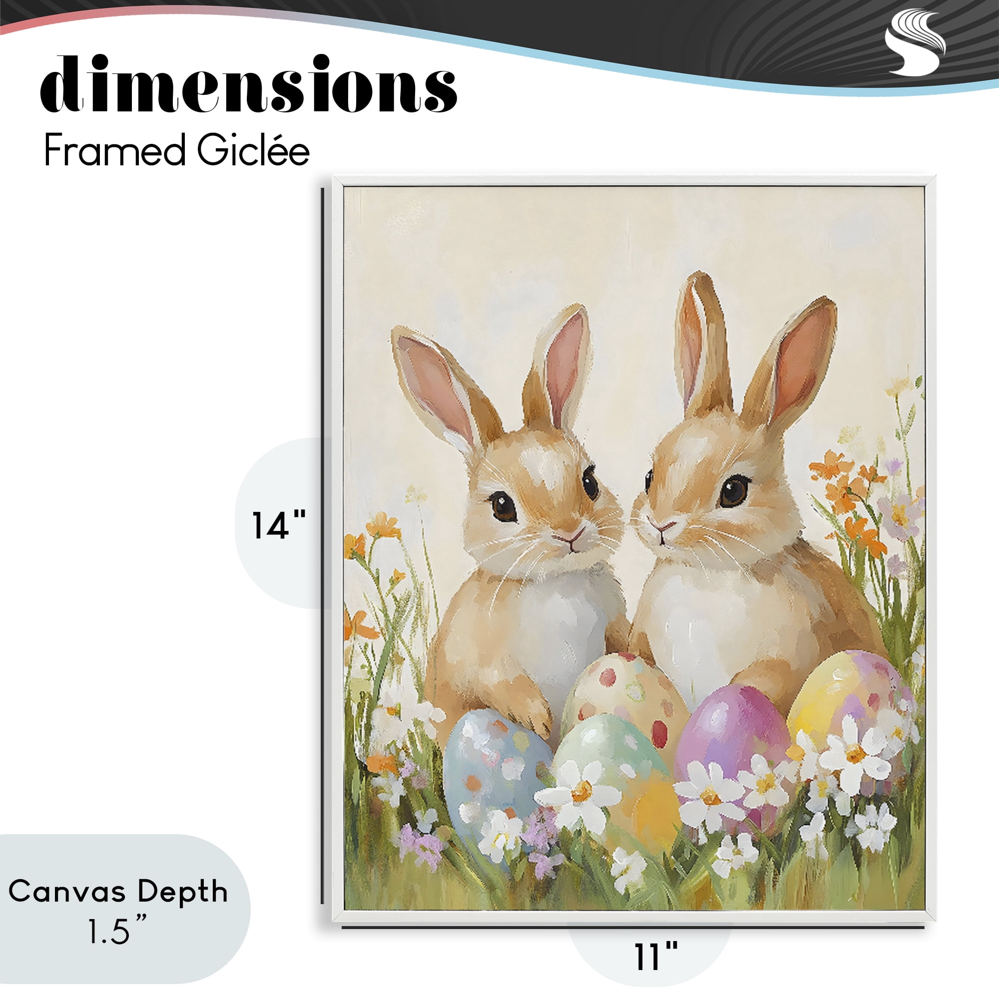 Stupell Industries Bunnies with Painted Easter Eggs White Framed Giclee Art, design by The Prints Vibe