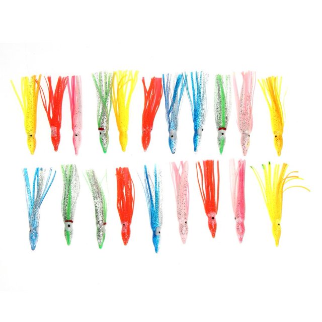 20 Piezas 4 5 Pulgadas Hoochie Falda Calamar Señuelo Pesca Salada Color Mezclado 8