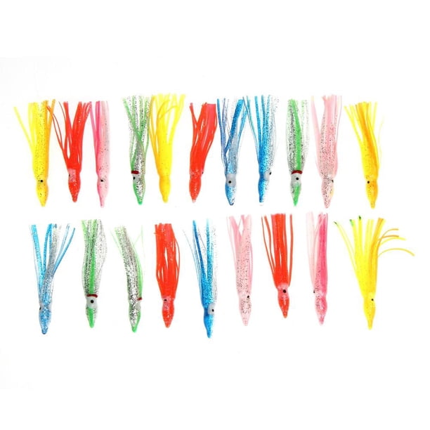 Señuelo 4.5in Hoochie Calamar Falda Pulpo Agua salada Pesca Color de la mezcla 8 20 piezas JShteea El nuevo