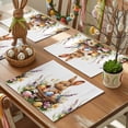 thumbnail image 3 of Easter Basket Bunny Placemats Set of 12, Watercolor Blue Yellow Egg Spring Colorful Floral Leaf Heat Insulated Linen Place Mats, Washable Stain-Proof Table Mats for Dining Table Holiday 13x19 Inch, 3 of 9