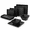 Pure Black, variant on 12-Piece Square Dinnerware Set For 4 With Metallic Bronzed Edges
