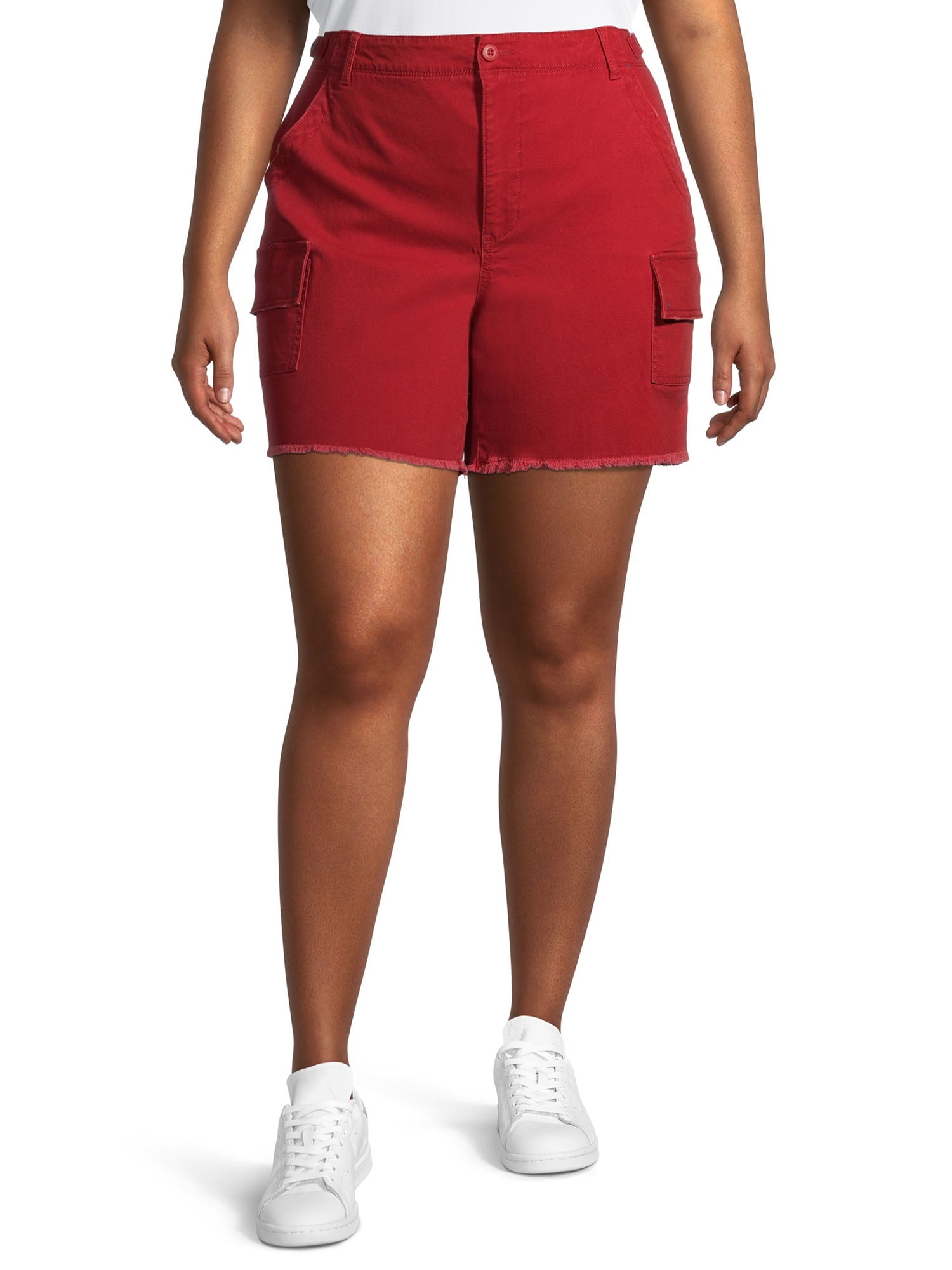 Utility Shorts with Frayed Hem 