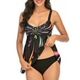 thumbnail image 2 of Greeniant Traje de baño de 2 uds para mujer, traje de baño con estampado degradado, traje de baño estampado, traje de baño sin espalda Traje de baño fuegos artificiales de colores XL, 2 of 6