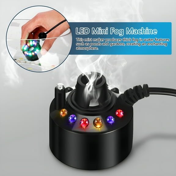 HIBIBUD Fogger Water Fountain Pond Fog Machine Atomizer Air Humidifier with 12 LED Light Color Change for Office Home Room Car
