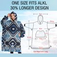 thumbnail image 4 of Oversized Wearable Blanket Hoodie,Blue Geometric Pattern Sherpa Blanket Hoodie with Super Pockets,Super Warm Fuzzy Pullover for Women & Men, 4 of 6