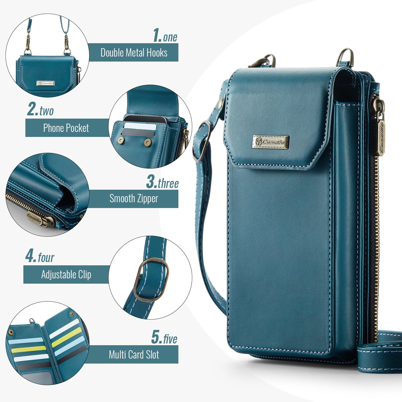 Crossbody Cell Phone Purse Bag for Women Men,Small Leather Wallet with 10 Card Slots,Zipper Pocket & Adjustable Strap Shoulder Bag Clutch with Magnetic Closure Fits Most Smartphones Under 7.3", Green