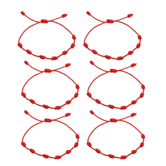KAKOWELY 6pcs Braided Bracelet Red Knot String Wristband Adjustable Red Rope Wrist Chain,10.63"X0.16"X0.16"