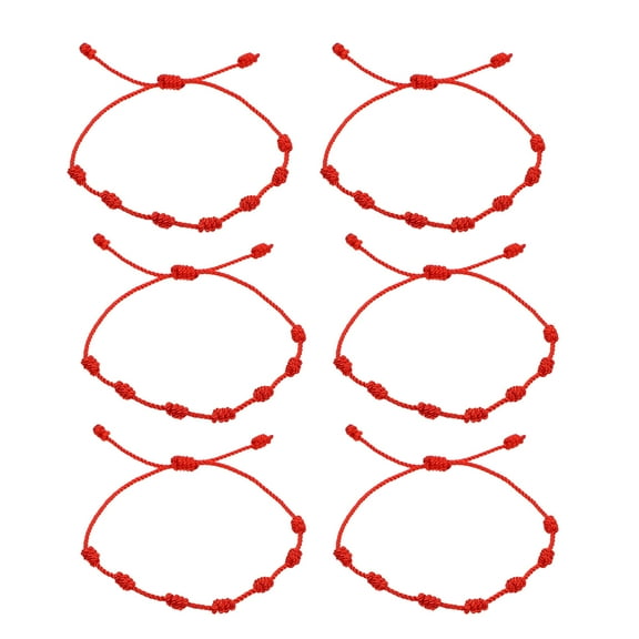 Sold 6pcs Braided Bracelet Red Knot String Wristband Adjustable Red Rope Wrist Chain