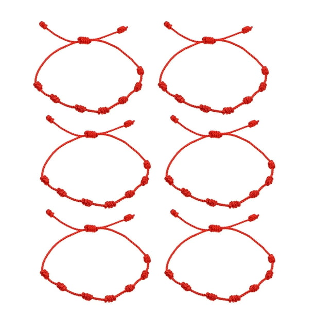 EeaseMX Pulsera trenzada de 6 piezas con nudo rojo, cadena ajustable para la muñeca.