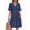 Blue, variant on Women Summer Dress Short Sleeve V Neck Sundress Blue Casual Mini Shift Dress with Pockets Clothes Size XL