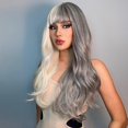 thumbnail image 5 of 70cm Gray White Bangs Long Curly Hair High Temperature Silk Rose Net Wig, 5 of 5