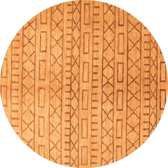 Ahgly Company Indoor Round Abstract Orange Contemporary Area Rugs, 4' Round