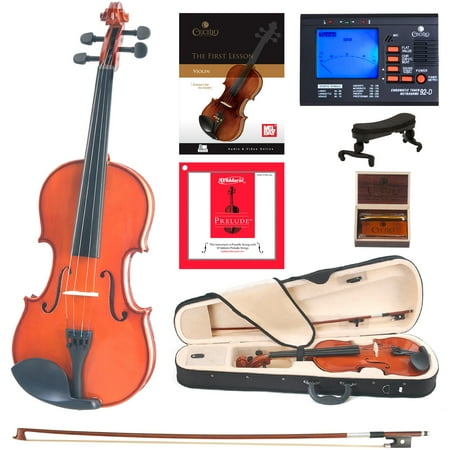 String Ensemble Violin Cecilio Full Size 4/4 CVN-100 Solidwood Violin Package with D'Addario Prelude Strings, Lesson Book, Shoulder Rest ()