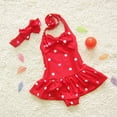 thumbnail image 4 of Kiijoy Girls One-Piece Swimsuit Polka Dot Ruffle Bathing Suit Swimwear with Headband, 4 of 4