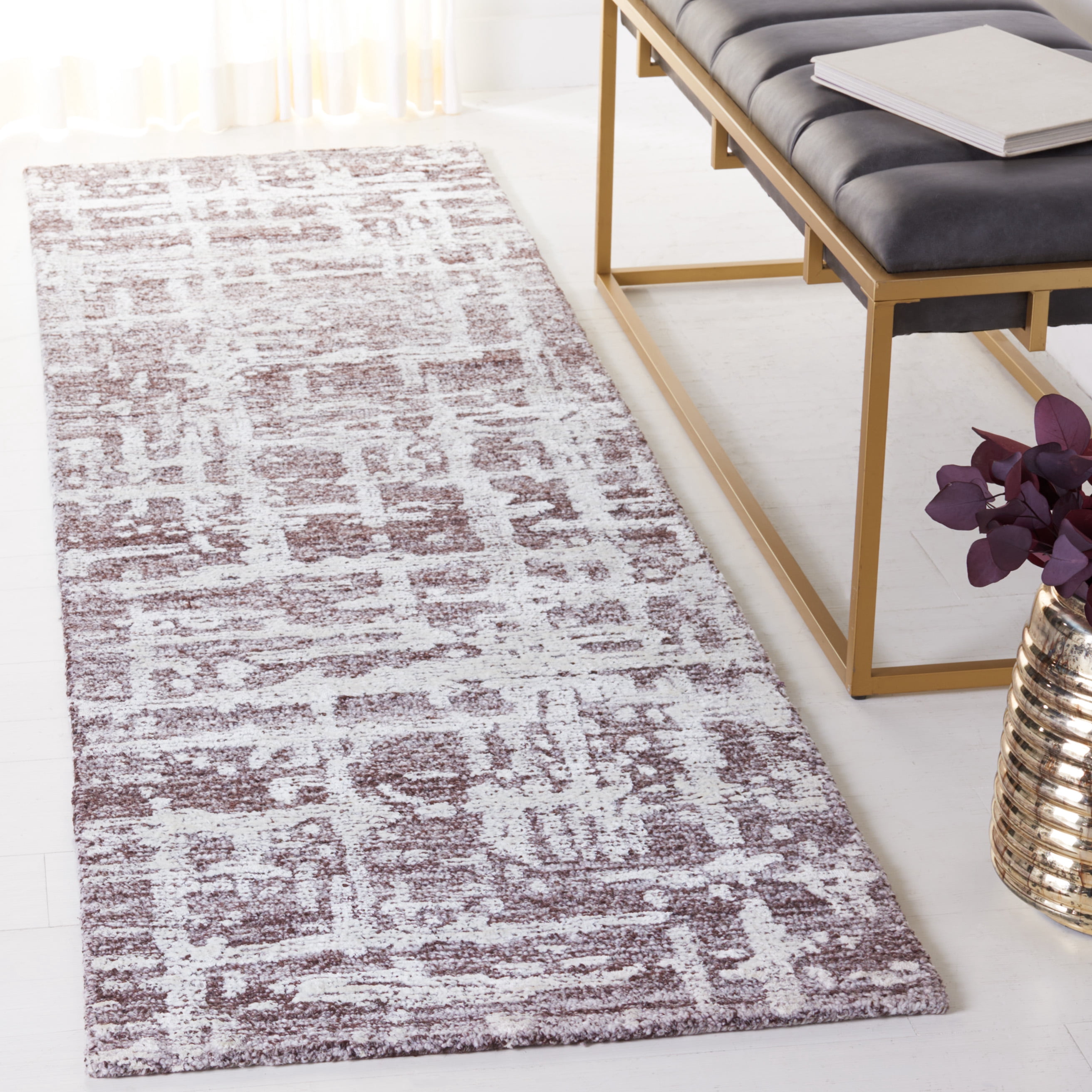 SAFAVIEH Soho Bianca Abstract Runner Rug, Brown/Ivory, 2'3" x 8'