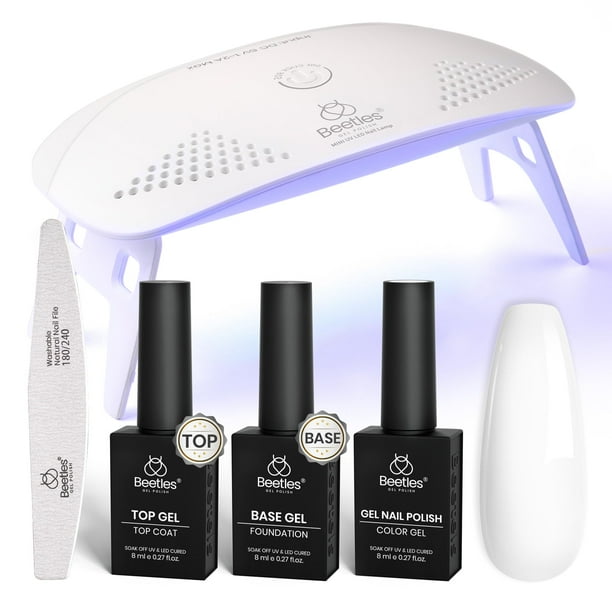 Kit de esmaltes de uñas en gel Beetles White con luz UV, 5 unidades