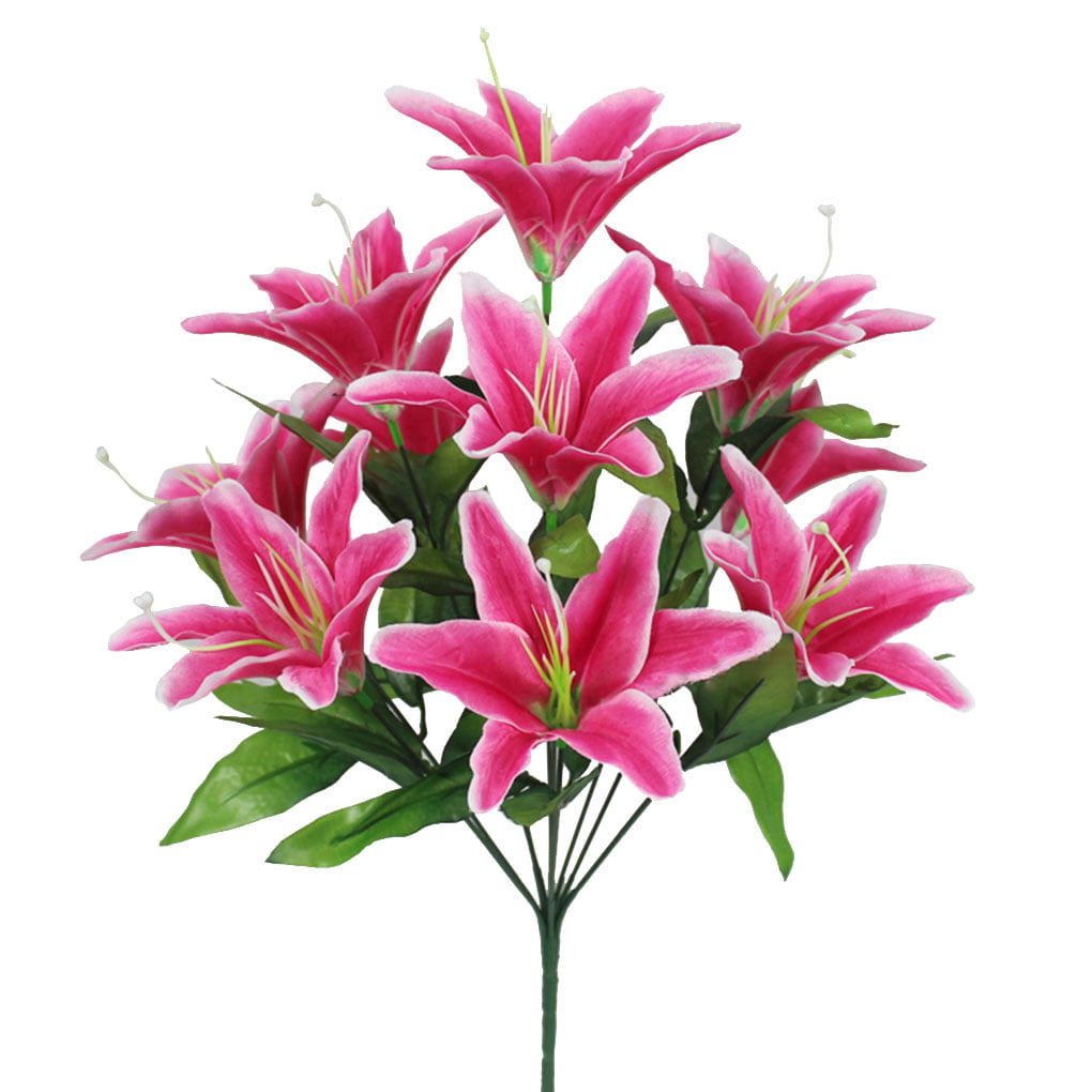 10 Heads Colorful Vivid Artificial Lilies Bouquet Fake Lilies Home Accessories 