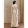 thumbnail image 7 of Women Apricot Long Sleeve Lace Maxi Dress, Elegant Round Neck Bell Sleeve, 7 of 7