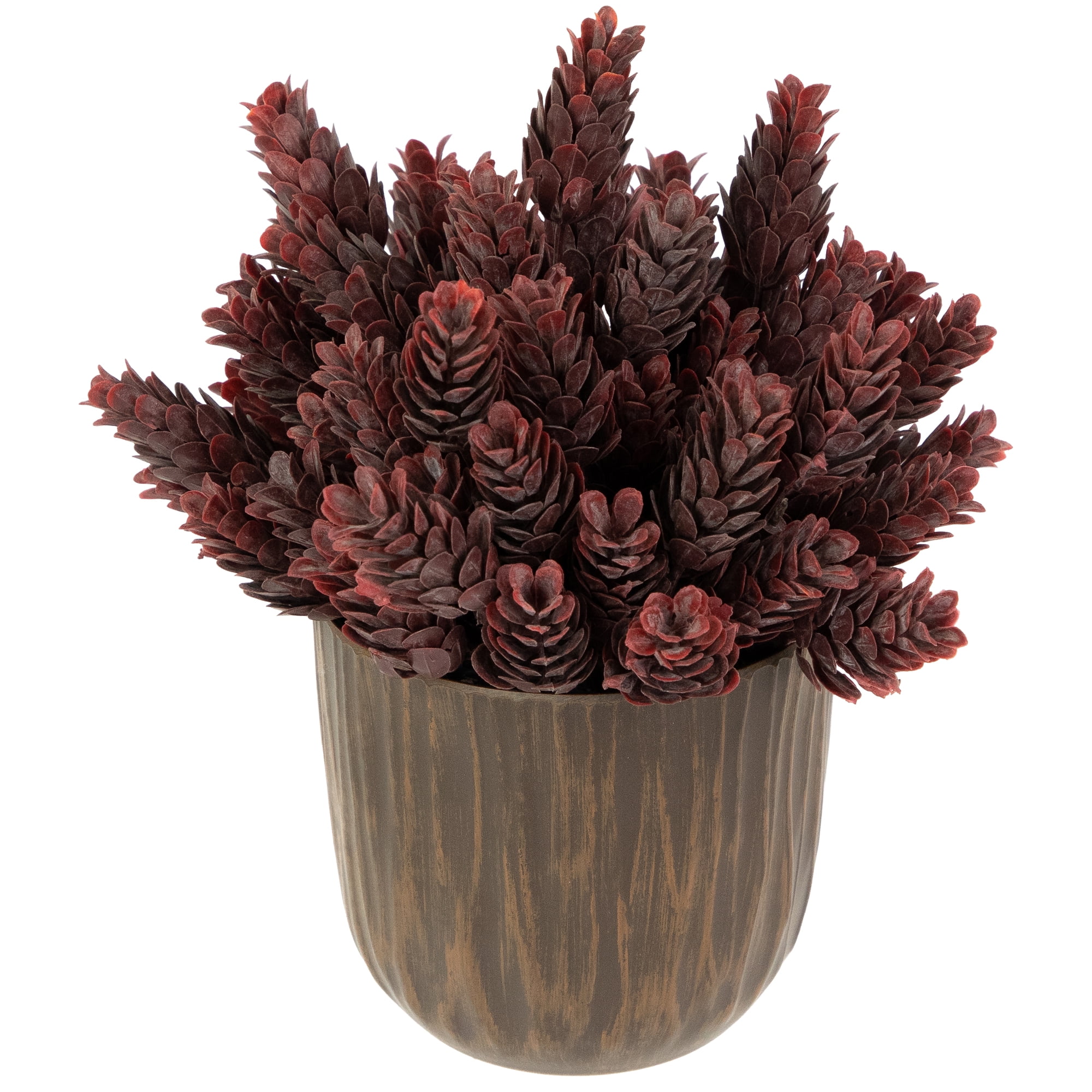 Northlight Wild Flower Artificial Plant in a Textured Lined Pot - 8" - Burgundy Red