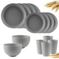 thumbnail image 2 of 4/16Pcs Grey Straw Cutlery Set Dishes Bowls Disk Water Cup Tableware Plastic Unbreakable Polypropylene Kitchen Dinnerware, 2 of 10