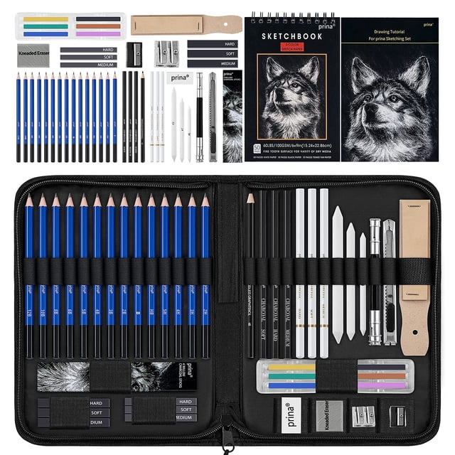 Set de dibujo Prina, paquete de 50 unidades, con cuaderno de bocetos y lápices