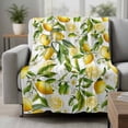 thumbnail image 2 of Lemon Yellow Blanket Soft Cozy Warm Throw Blanket for Couch, Plush Fuzzy Flannel Fleece Blankets for Sofa, Country Watercolor Floral Leaf Green White Bed Blankets Lightweight Gifts for Women, 50"x60", 2 of 9