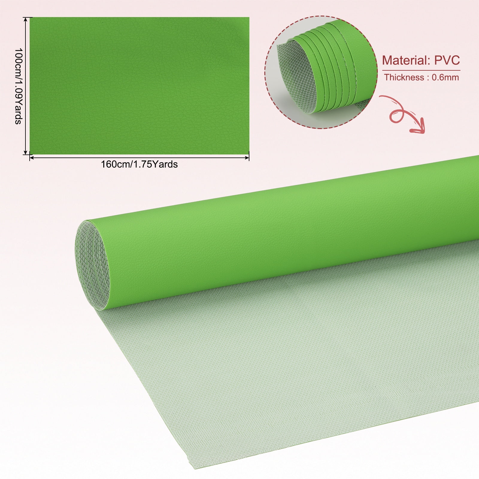 63x39.4in Faux Leather Sheets, Faux Leather Fabric Sheets Vinyl Fabric Synthetic Soft Waterproof for Replacement Upholstery Car, Green