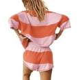thumbnail image 3 of Yanekop Womens 2 Piece Outfits Summer Striped Workout Set Oversized Matching Lounge Sets Two Piece Short Set, 3 of 11