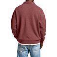 thumbnail image 2 of Men's Waffle Knit Polo Shirts Long Sleeve Button Down Collar Tops Men's Shirt (Red XXXL), 2 of 4