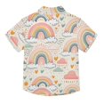 thumbnail image 2 of Dailycode Small Short Sleeve Button Down Shirts Hand Drawn Rainbow Rain Cloud Casual Shirt 3-10 Years, 2 of 9