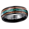 thumbnail image 2 of Wedding Rings For Men or Women. 8mm Wood & Green Opal Tungsten Wedding Band, 2 of 5