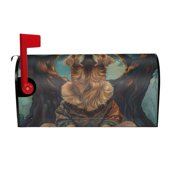 Fuzoiu Tree Meditating Golden Retriever Print Decorative Waterproof Mailbox Cover,Welcome Magnetic Mailbox Cover, Post Letter Box Wrap Cover for Outdoor Decor -21x18 in