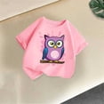 thumbnail image 6 of BXSRUTA Girls Owl Print Cotton Short Sleeve T-Shirt Summer Casual Tee for Big Kids 2-14 Years, 6 of 8