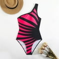 thumbnail image 5 of Women's Swimsuits One Piece Stripes Under $10 Color Block Fashion No Buckle One-shoulder Backless Bikinis Sets, 5 of 7