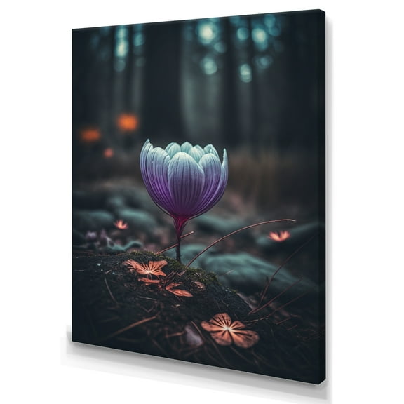 Designart Blooming Crocus Flowers In A Forest II Canvas Wall Art