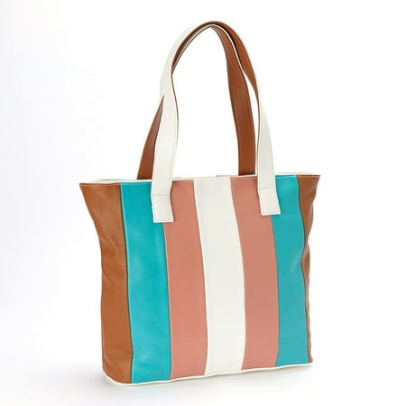 Amtal Women Multi Color Stripes Design Hobo Shoulder Top Handle Handbag