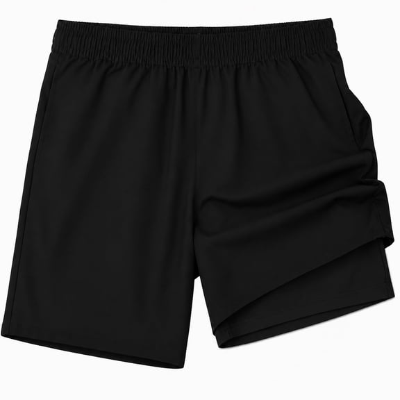 2 in 1 7 Inch Mens Swim Trunks, Quick Dry Board Shorts with Compression Liner and Zipper Pockets