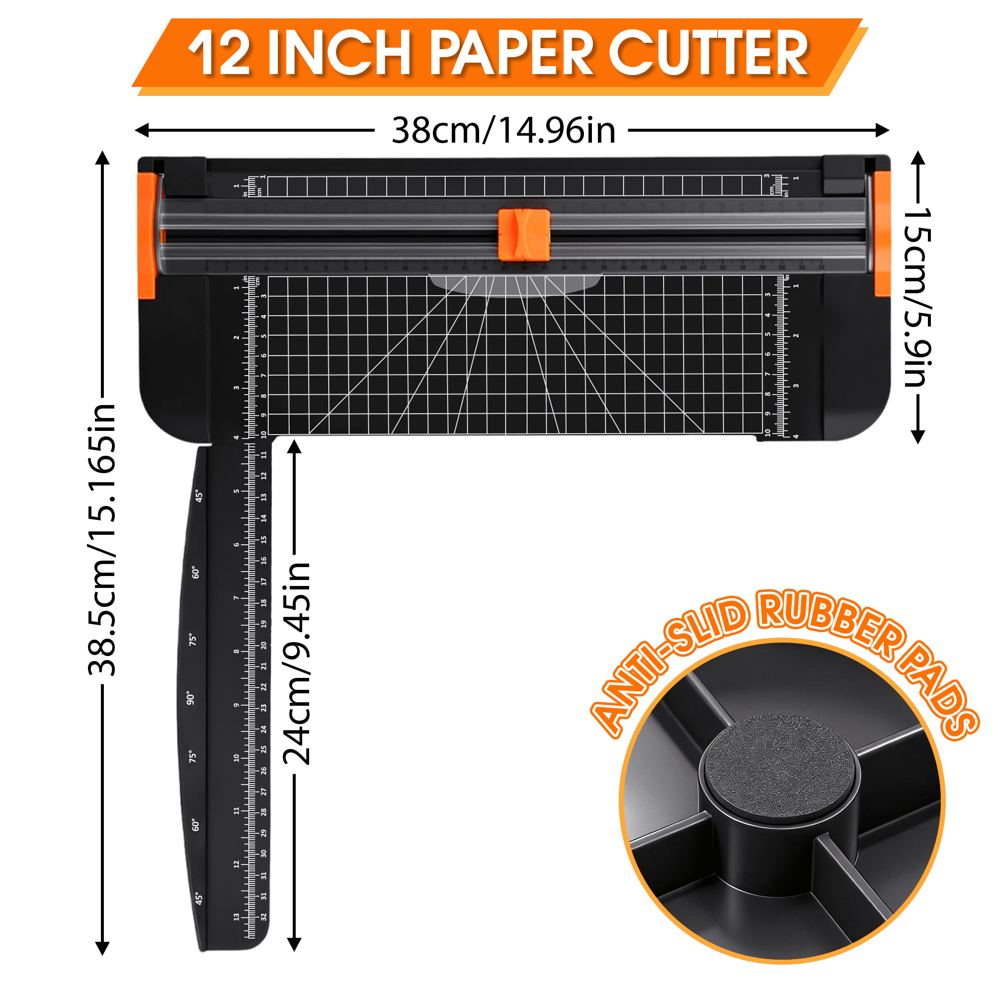 GARITIN 12 Inch Paper Cutter, Portable Sliding Paper Trimmer with Safety Blade Guard for Photos, Cardstock & Craft Projects