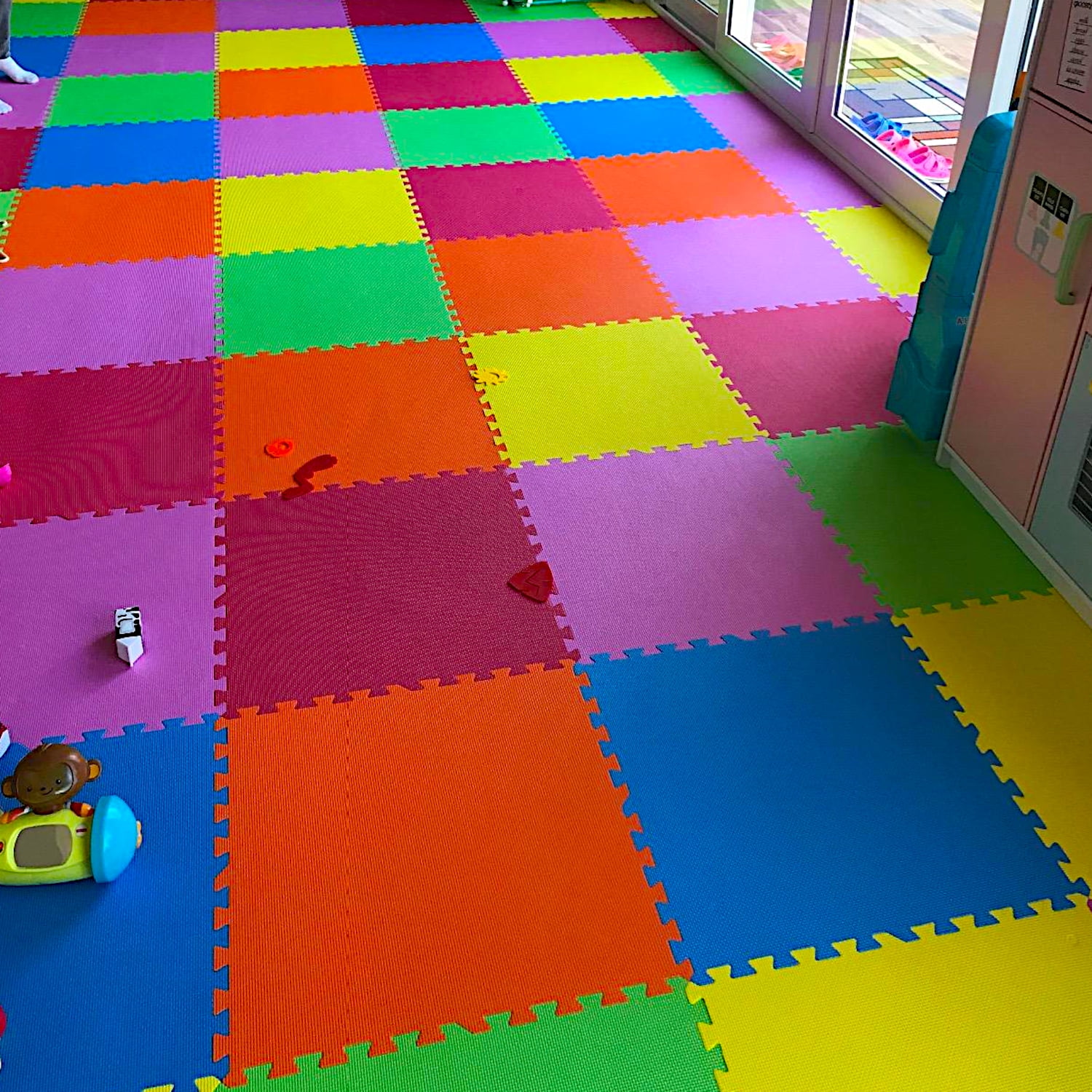 Poco Divo 36-Sqft Giant Play Mat 9-Tile Excise Mat Easy Setup Solid Eva Foam Mat Multi-Color Interlocking Floor With 18-Border