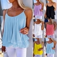 thumbnail image 5 of AherBiu Tank Tops for Women Chiffon Spaghetti Strap Cowl Neck Ruched Ruffle Dressy Casual Blouse Vacation Shirts, 5 of 6
