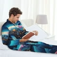 thumbnail image 6 of Daiia Vintage Colorful Patterned Dolphin for Men's Long-Sleeved Pajama Set – Soft & Comfortable Sleepwear Button-Up Pajamas Cozy Lounge Wear-Medium, 6 of 7