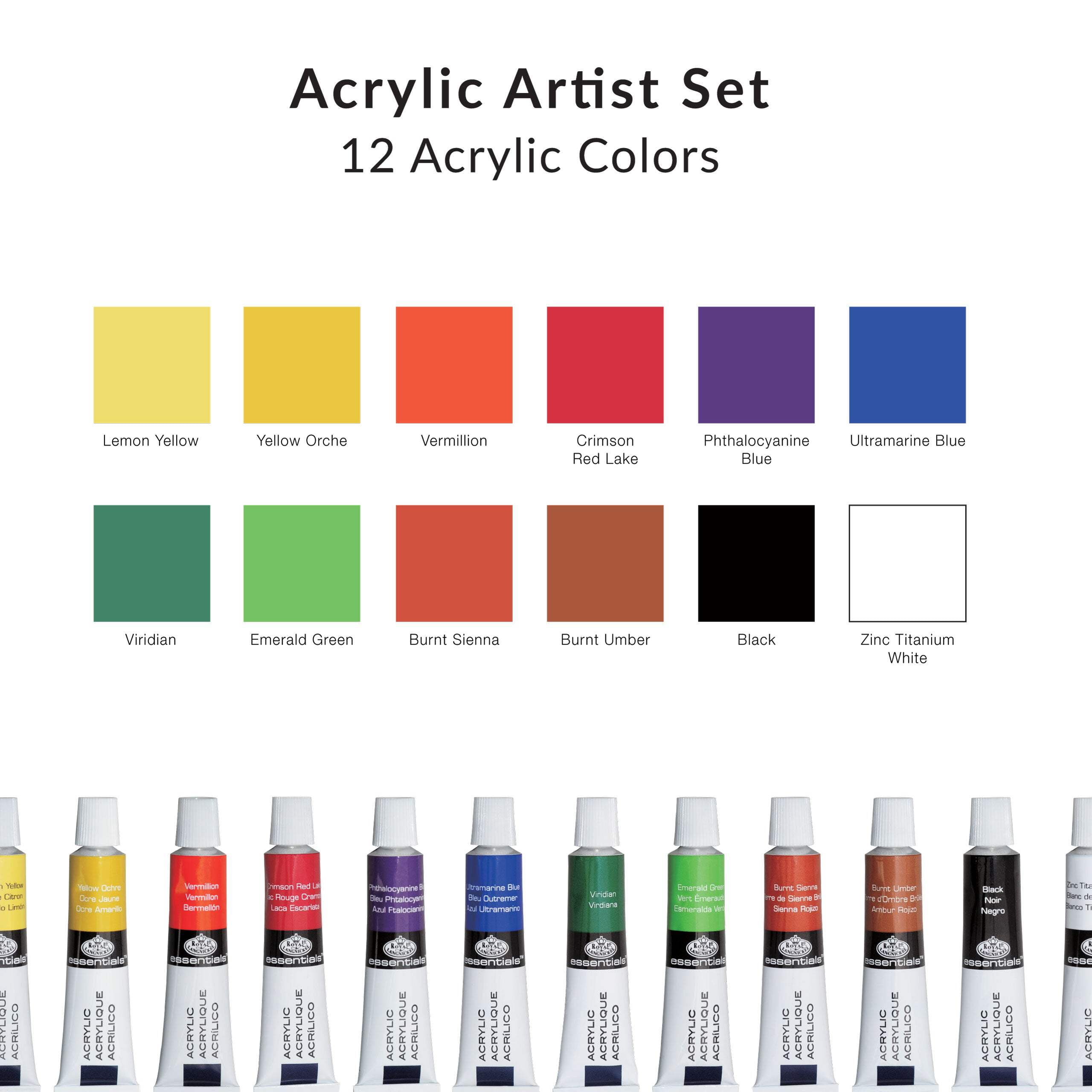 Royal & Langnickel essentials™ 28pc Black Series Acrylic Wooden Box Art Set