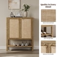 thumbnail image 5 of SICOTAS 31.5"W Boho Shoe Cabinet with 2 Rattan Doors, Boho, Cherry Oak  Coastal Shoe Storage Organizer with Adjustable Shelves & Open Storage for  Hallway  Foyer Living Room, 5 of 7