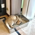 thumbnail image 2 of Stainless Steel Litter Box -4in High Side,Metal Litter Box for Cat/Kitty/Rabbits 17.8"L x 13.8"W x 4"H，Stainless Steel Cat LitterBox-Metal PanToilet,No Smell, Non Stick, Easy Clean., 2 of 14