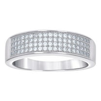 925 Sterling Silver Mens 0.53ct Moissanite Fashion Wedding Band Ring 6.3mm Long Size 6 Wedding Band for Men