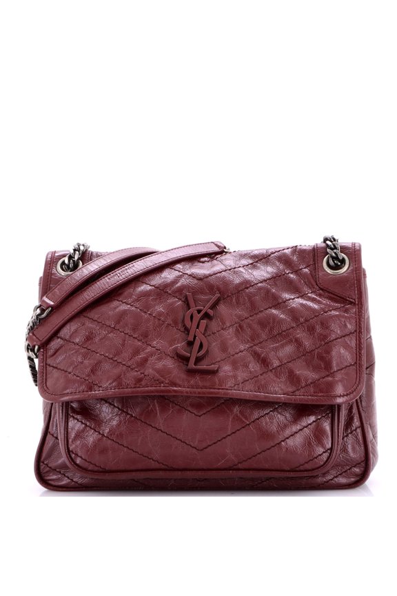 Pre-Owned Niki Chain Flap Bag Matelasse Chevron Leather Medium By Rebag