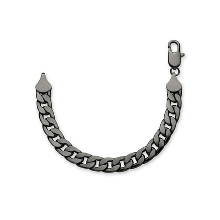 12 Mm Mens Bracelet - Men's Curb-Link Chain Bracelet Black Ruthenium-Plated 10