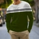 thumbnail image 1 of Blusas y camisas de manga larga con cuello redondo para hombre, blusa informal de manga larga con cuello redondo y estampado, camiseta tipo jersey para hombre., 1 of 4