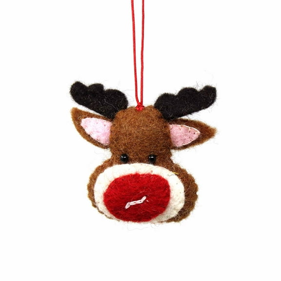 Hand Felted Christmas Ornament Rudolph Global Groove (H)